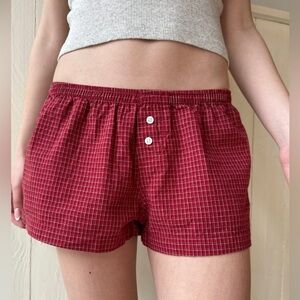 Brandy Melville Red Plaid Boxer Shorts